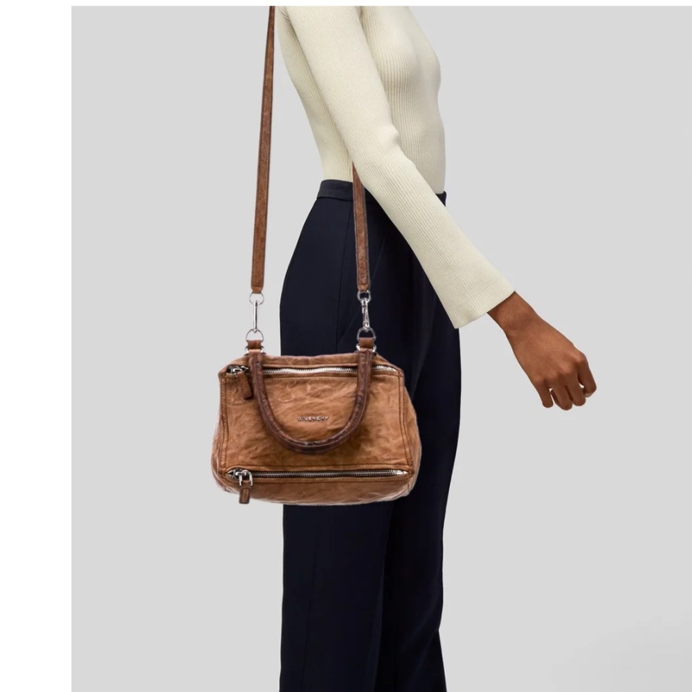 Givenchy Distressed Leather Top Handle/crossbody Brown Hanbdbag
